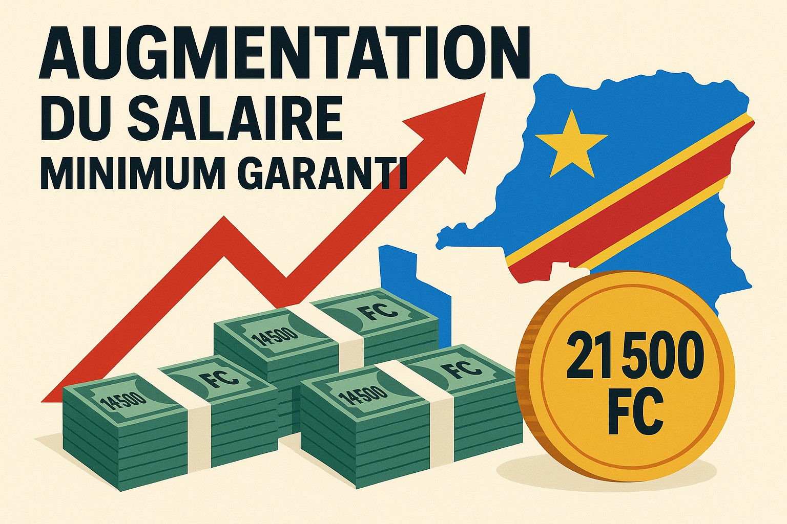 RDC : Le salaire minimum journalier passe à 21 500 francs congolais à partir de janvier 2026